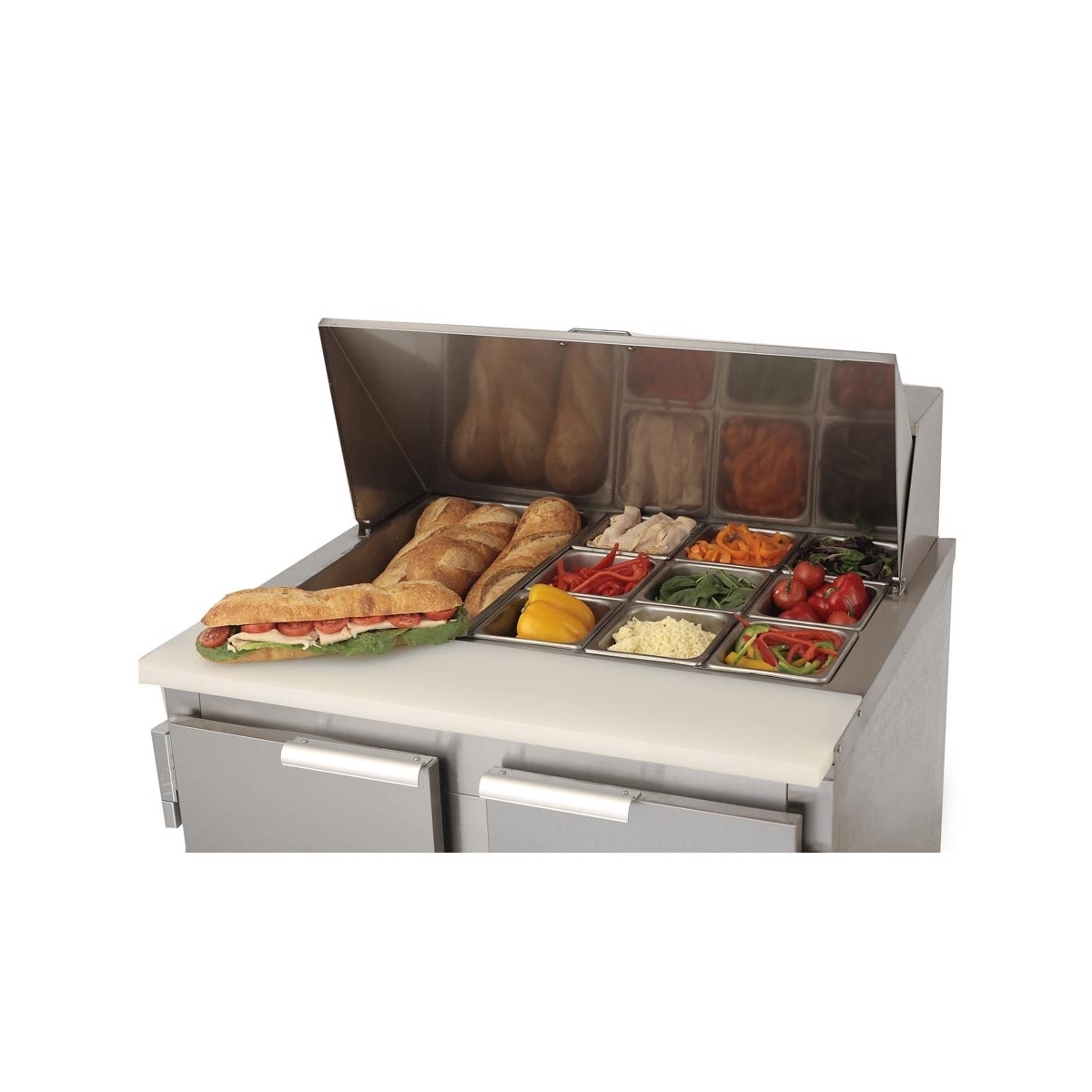 Leader ESLM36 36" 2 Door Mega Top Bain Marie / Sandwich & Salad Refrigerated Prep