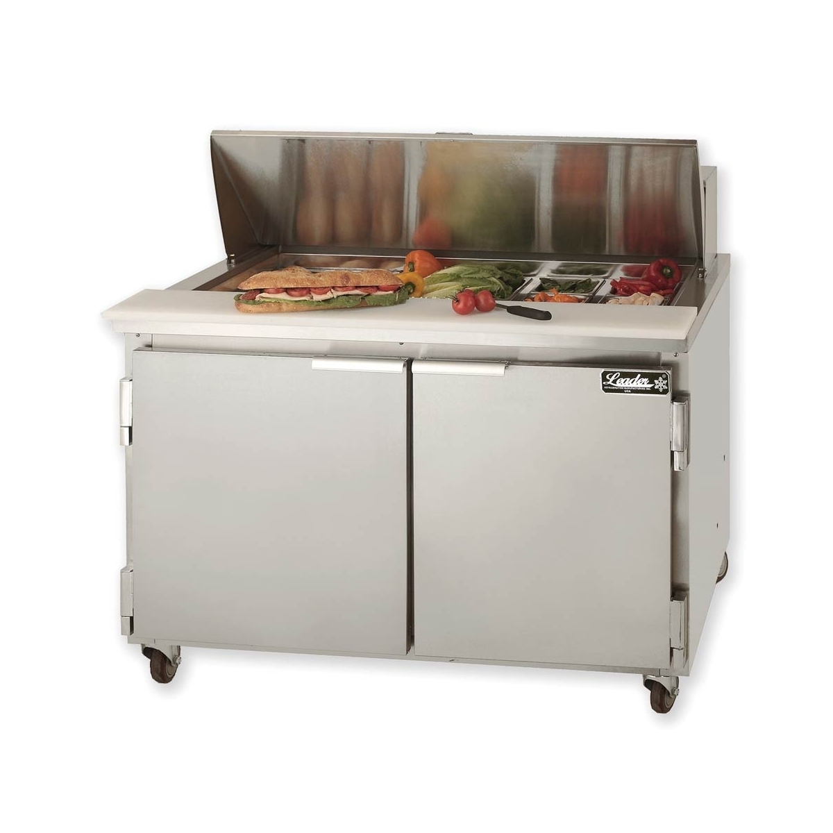 Leader ESLM48 48" 2 Door Mega Top Bain Marie / Sandwich & Salad Refrigerated Prep