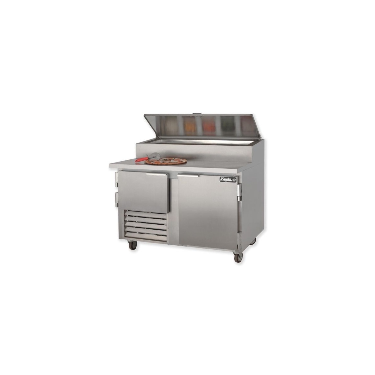 Leader ESPT60 60" Stainless Steel Top Refrigerated Pizza Prep Table with 1 Full &
